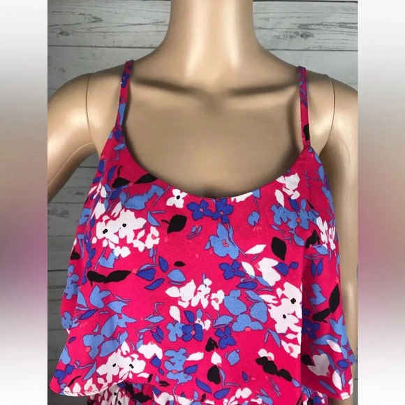 Elle Sundress Large Pink Purple Floral Print Ruffled Cute Casual Dress Summer - Picture 6 of 15
